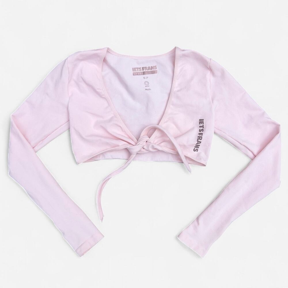 Iets Frans Ballerina Baby Pink Exercise Tie Front Shrug